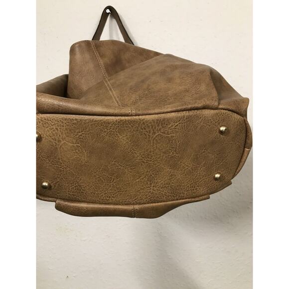 Hobo Brown Unbranded Faux Leather Satchel Purse Shoulder Handbag Large 19"x14"x6 - Picture 6 of 10